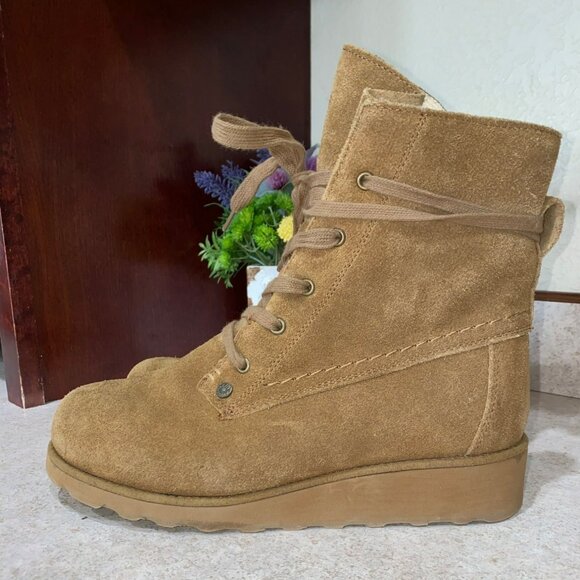 Bearpaw Krista Womens Hickory Suede Boots Size 9 With Wool Blend Lining & Sheeps - Picture 2 of 8